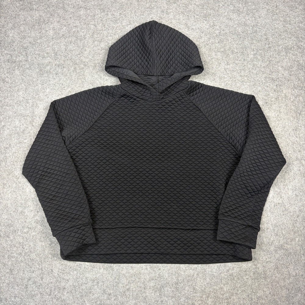 New Balance Womens Black Quilted Diamond Texture Raglan Pullover Hoodie